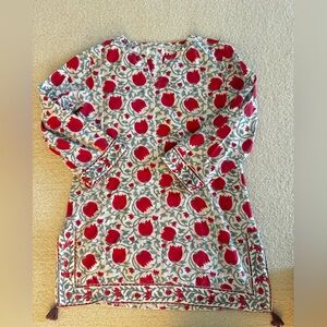 Floral Red and White Dress